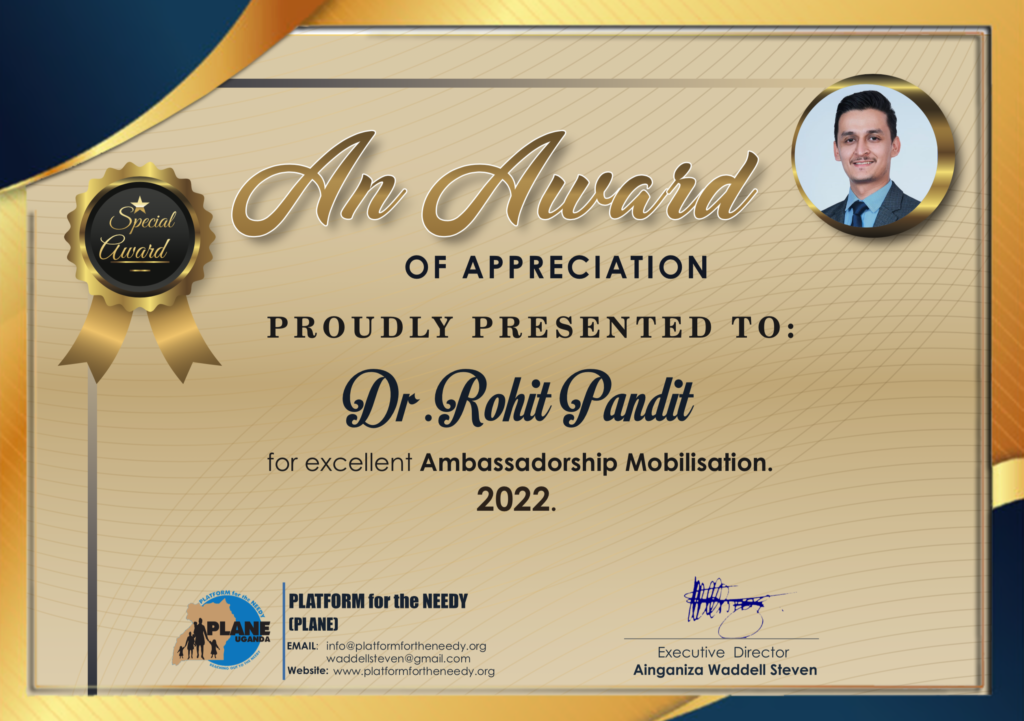 Award of Dr. Rohit Pandit